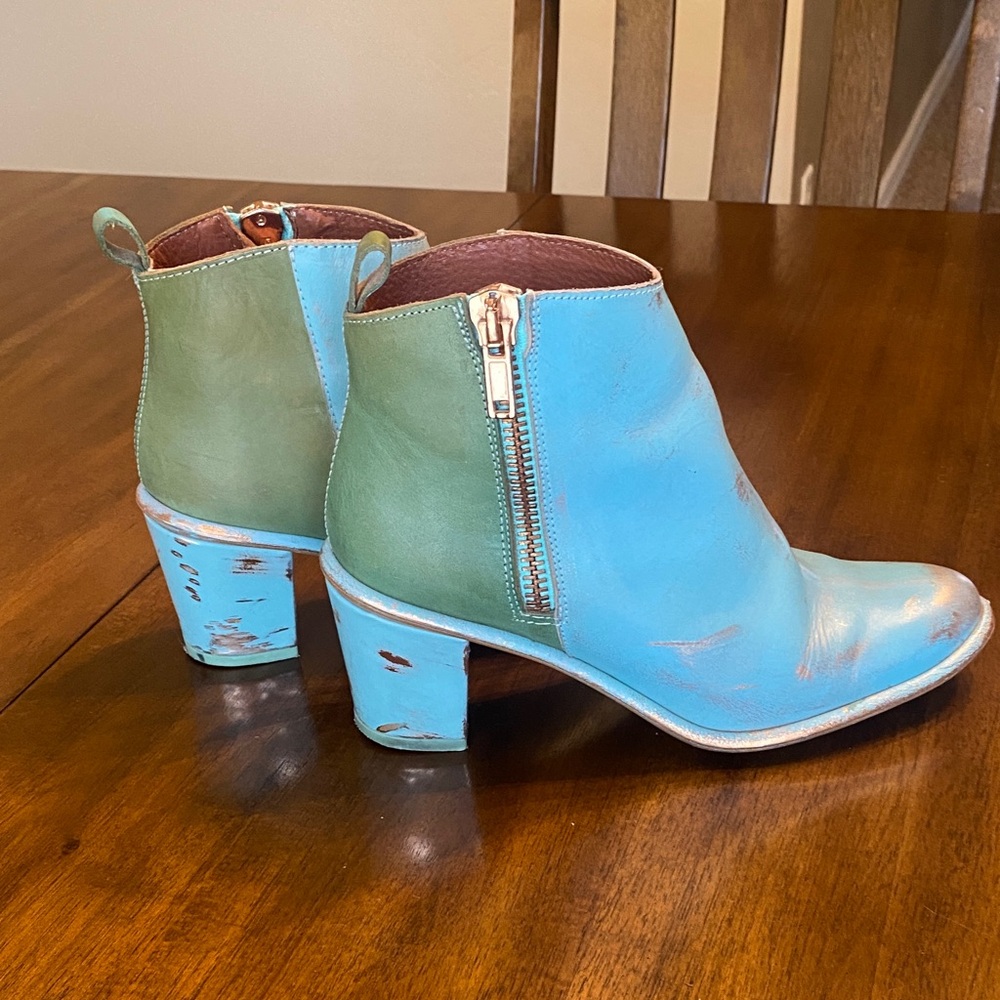 Rare Miista Blue and Green Ankle Boots